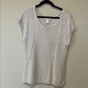 White House Black Market Light Cream Knit Blouse with metallic thread